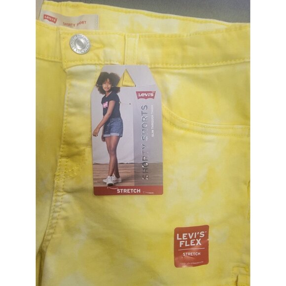 Levis Girls Yellow Tie-Dye Stretch Shorty Shorts Size 12 Regular Levis Flex Fabr - Picture 3 of 3